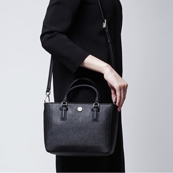 Tory Burch Robinson Mini Square Tote - Black - Picture 2 of 9